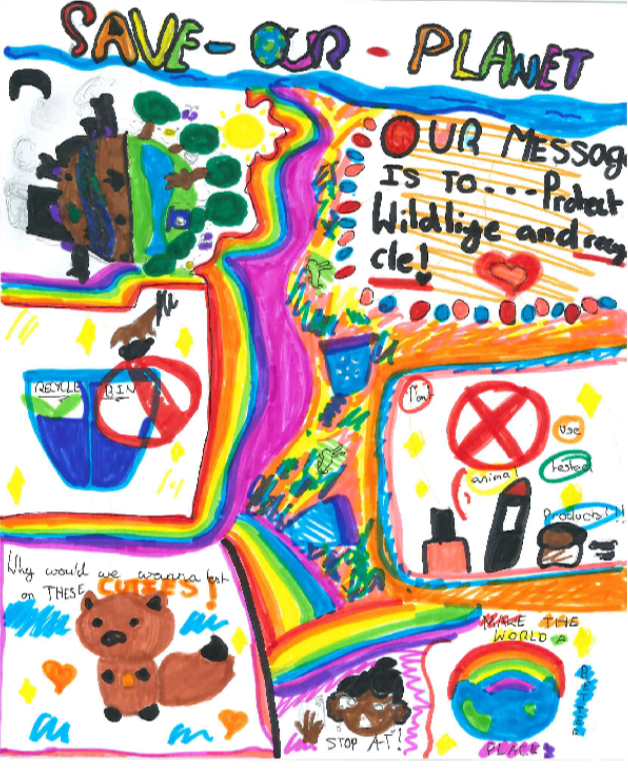Jess and Leon's winning poster in Lancashire Teaching Hospital's Sustainability Art Competition