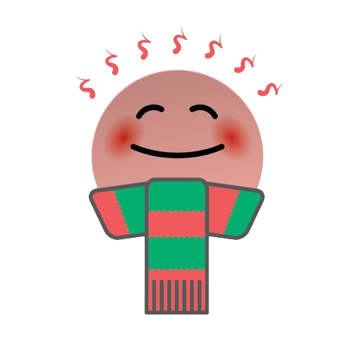 Image of emoji with scarf, smiling