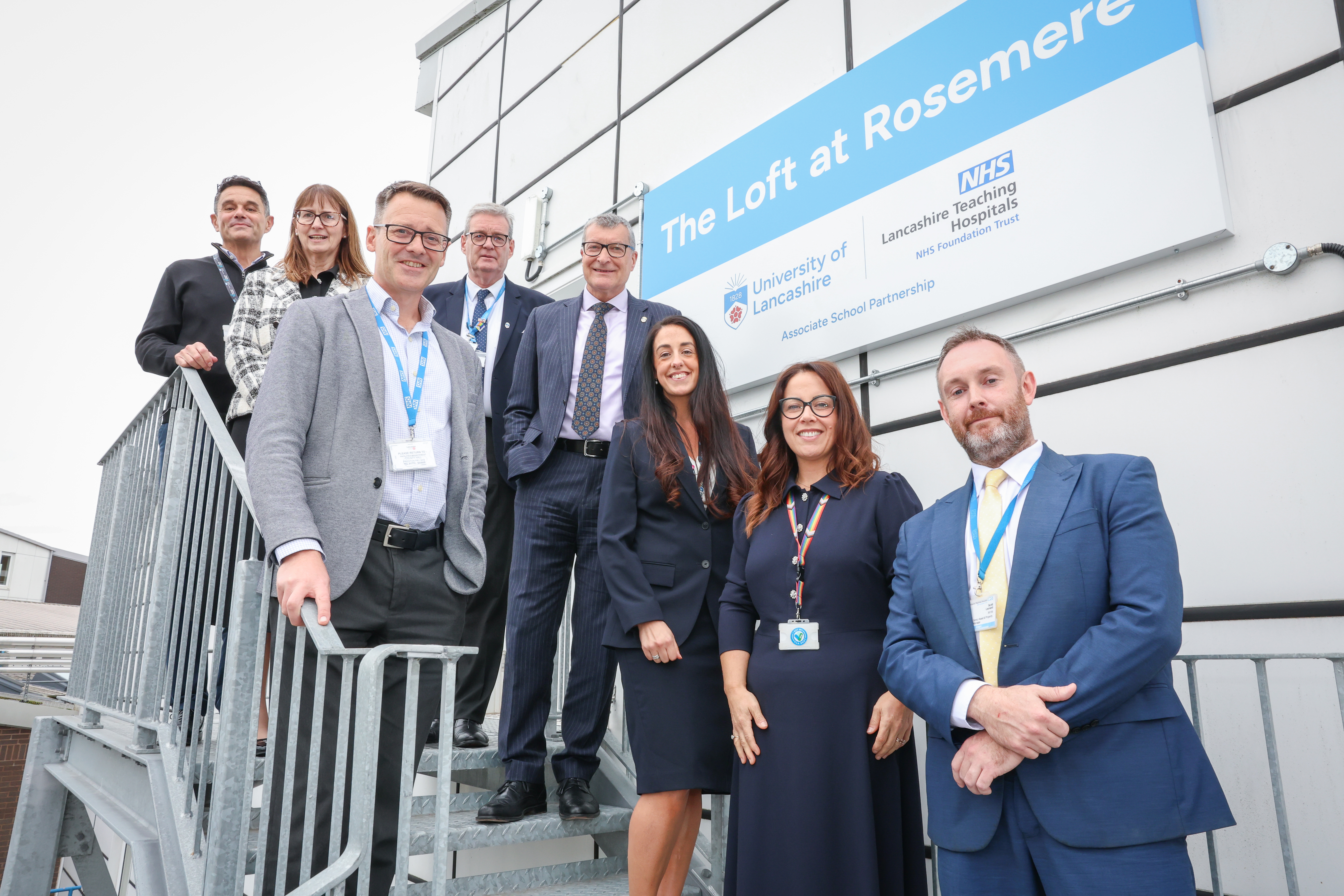 o	Left (bottom - top): Professor Silas Nicholls (Chief Executive &ndash; Lancashire Teaching Hospitals), Ailsa Brotherton (Chief Strategy and Improvement Officer &ndash; Lancashire Teaching Hospitals), Ian Mills (Head of Educational Partnerships &ndash; Lancashire Teaching Hospitals). o	Right (bottom - top): Scott Leonard (Senior Asset and Property Manager &ndash; Lancashire Teaching Hospitals), Sarah Morrison (Deputy Chief Executive and Chief Nursing Officer &ndash; Lancashire Teaching Hospitals), Lauren O&rsquo;Brien (Deputy Director of Education &ndash; Lancashire Teaching Hospitals), Professor Graham Baldwin (Vice Chancellor &ndash; University of Lancashire) Professor St John Crean (Non-Executive Director &ndash; Lancashire Teaching Hospitals and Pro Vice-Chancellor (Research and Enterprise) &ndash; University of Lancashire).