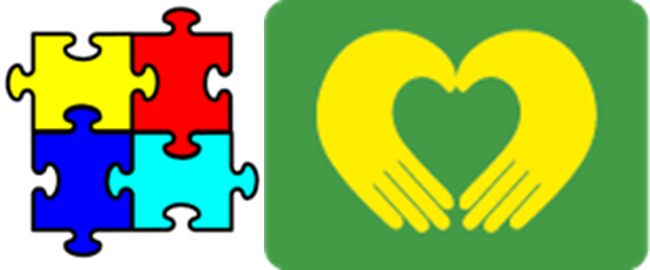 Graphic of a puzzle and a two hands showing a heart