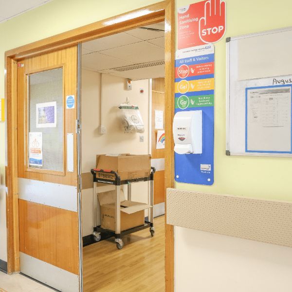 A photo of a ward's open door