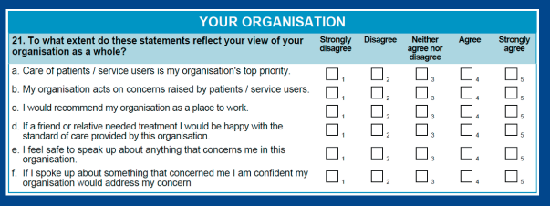 Staff Survey questions extract